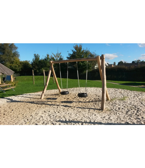 Robinia gyngestativ med 2 dækgynger