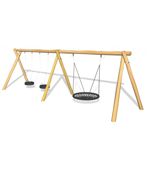 Robinia gyngestativ med 1 Ø120 redegynge og 2 dækgynger 