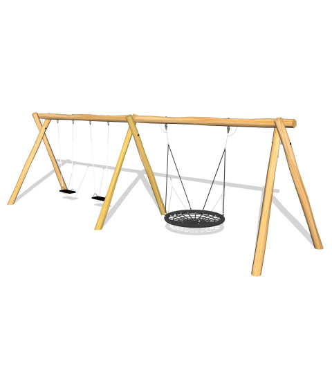 Robinia gyngestativ med 1 Ø120 redegynge og 2 gummigynger