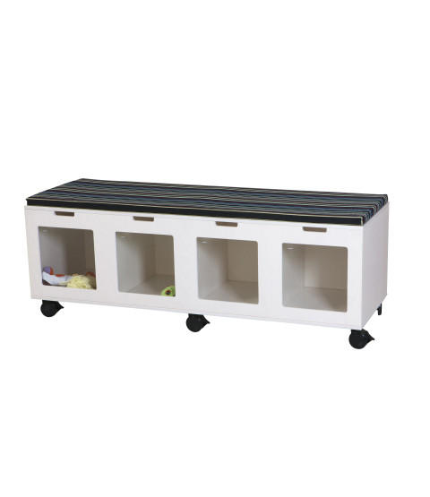 Bænk med 4 kasser på hjul