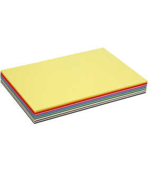 Ensfarvet karton, A3, 180 g, 300 ark, ass. farver