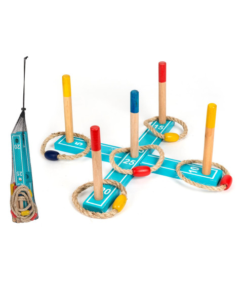 Ringspil i træ med 5 ringe