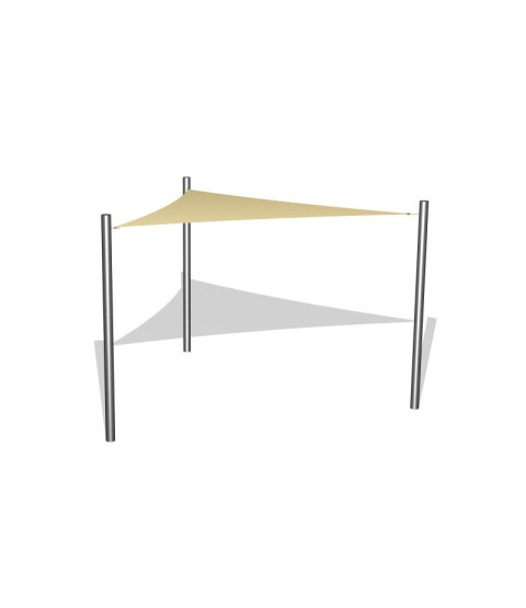 1 stk. Solsejl 3 x 3 x 3 m incl. stolper i rustfri stål / beslag 