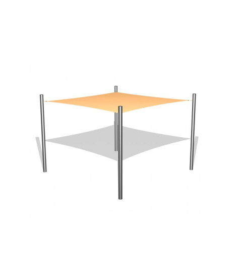 1 stk. Solsejl 3 x 3 m incl. stolper i rustfri stål / beslag 