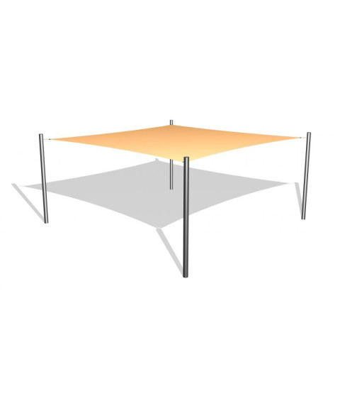 1 stk. Solsejl 4 x 4 m incl. stolper i rustfri stål / beslag 