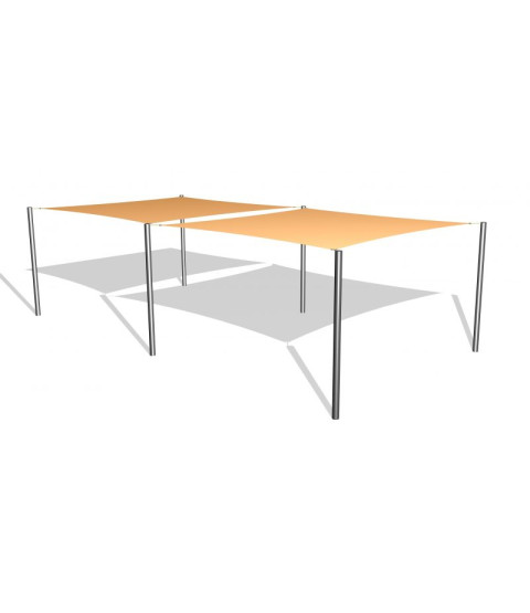 2 stk. Solsejl 3,6 x 3,6 m incl. stolper i rustfri stål / beslag 