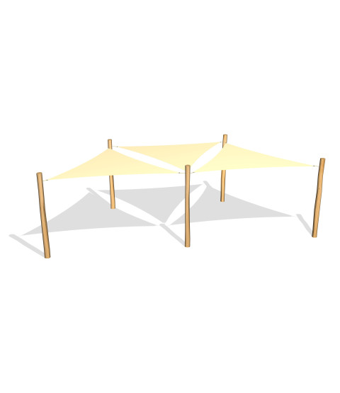 3 stk. Solsejl 3.6 x 3.6 x 3.6 m. incl.stolper / beslag 