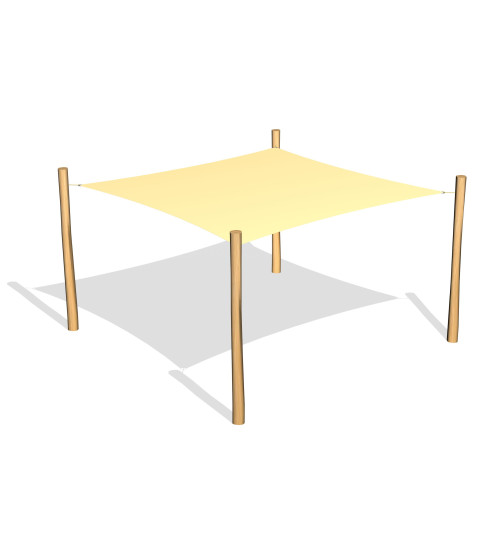 Solsejl 3.6 x 3.6 m. inkl. stolper / beslag 