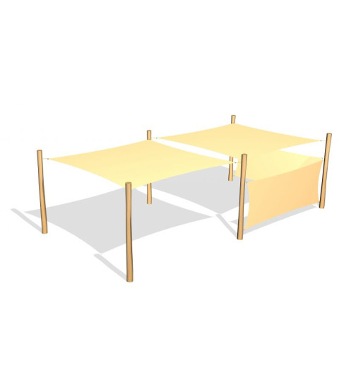 2 stk. Solsejl 3.6 x 3.6 m. incl. 2 sidesejl og stolper / beslag 