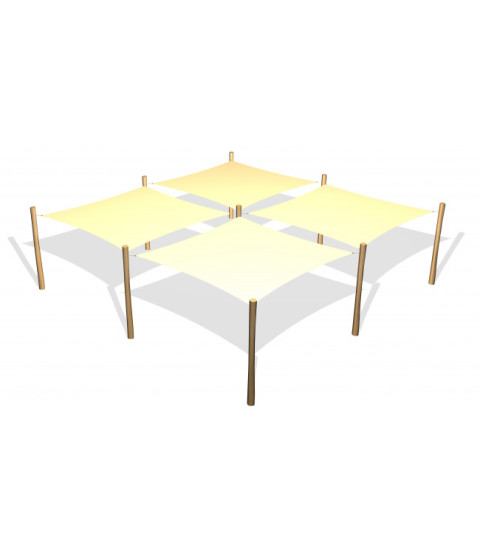 4 stk. Solsejl 3,6 x 3,6 m