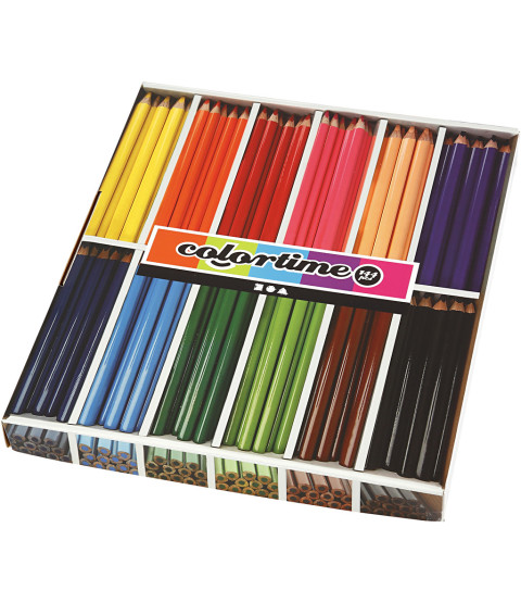 Colortime jumbo farveblyanter, mine: 5 mm, 144 stk., ass. farver jumbo, ass. farver