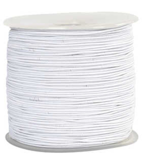 Elastiksnor, tykkelse 1 mm, 250 m, hvid