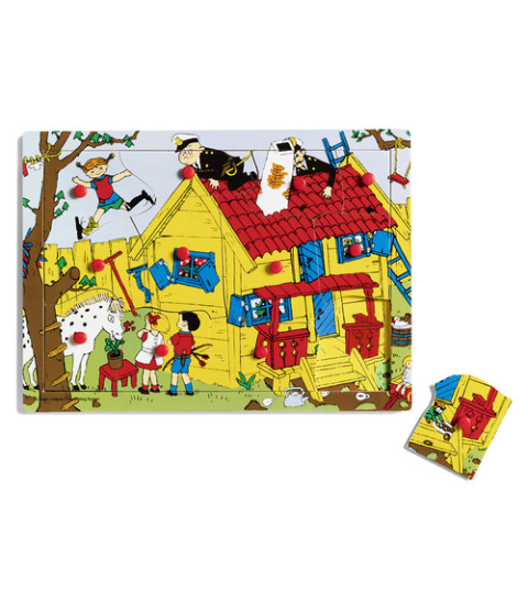 Pippi knoppuslespil i træ, 12 brikker