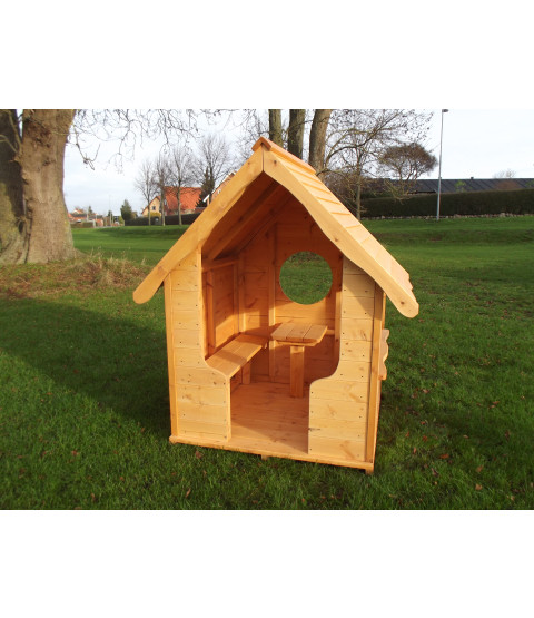 Legehus med bord/bænk