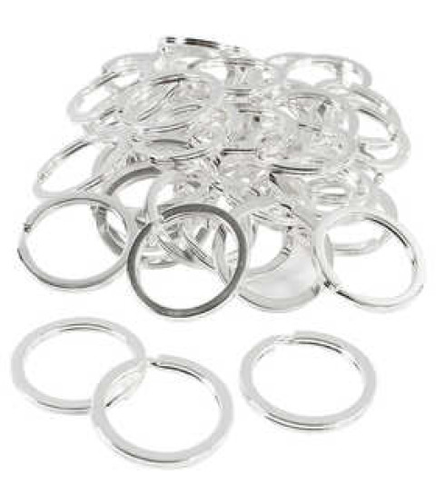 Nøglering, dia. 28 mm, 50 stk., forsølvet FS, forsølvet