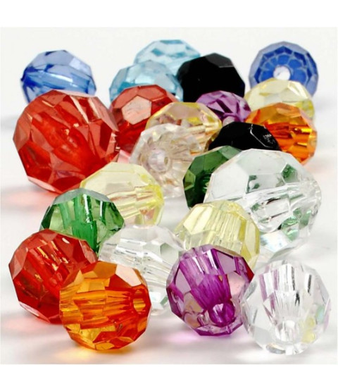 Facetperle mix, 10,12,16 mm.