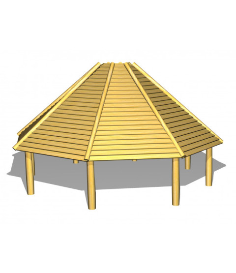 Multihus 8-kantet Ø 4,0 m m/robiniastolper