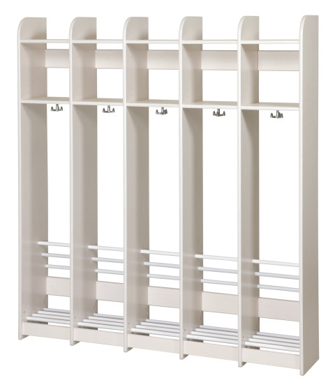 Garderobe i birk u. bænk - 4 sektioner