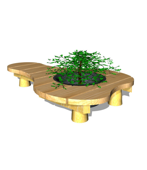 Organisk bænk, med plantekumme Ø45cm