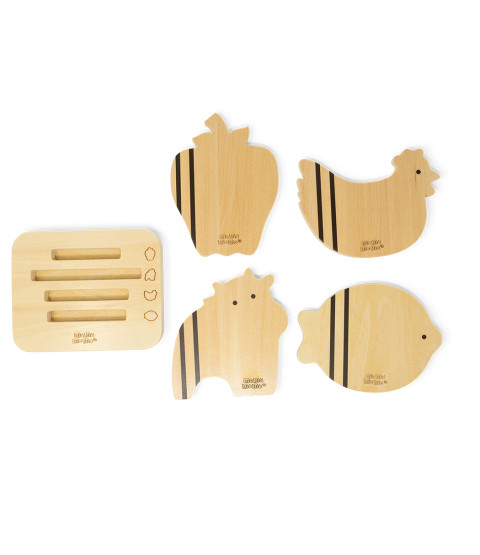 Skærebræt - sæt med 4 ass.