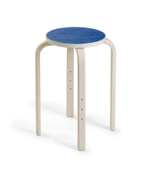 Taburet birkefiner med marmoleumsæde