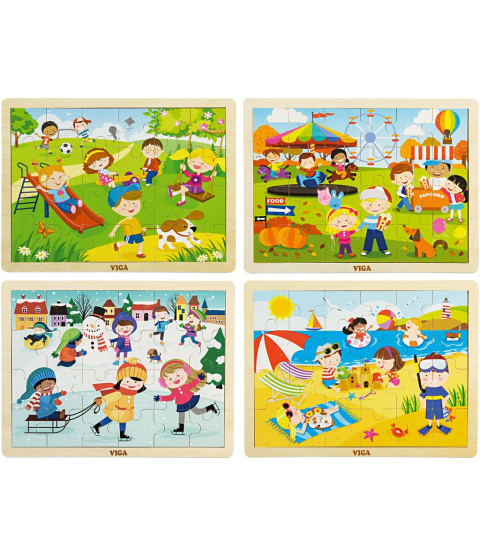 Træpuslespil, 4 stk.