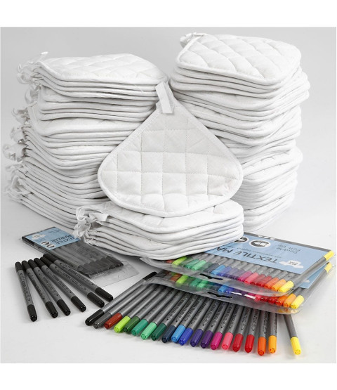 Grydelapper med tusch, 1 sæt