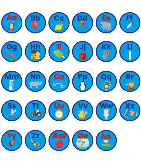 Læringsmåtter - Alfabetet, 29 stk