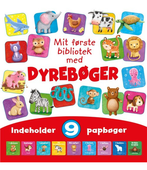 Mit første bibliotek - med dyrebøger (med 9 papbøger) 