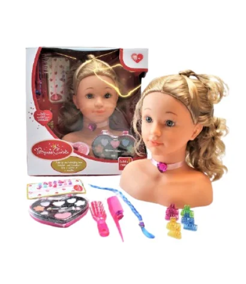 Frisør dukkehoved med tilbehør