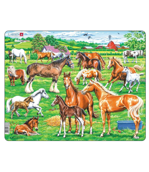 Puslespil Heste på mark, 33 brikker