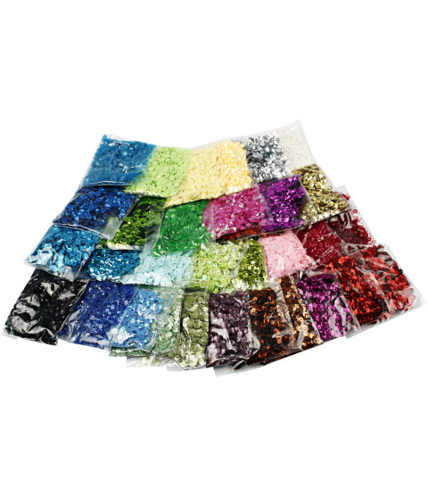 Pailletter, sortiment