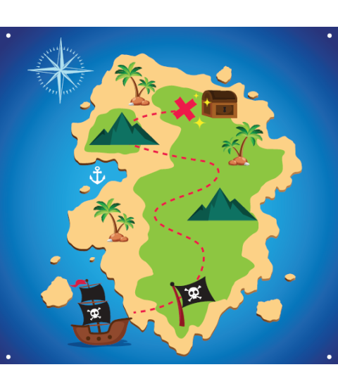 Læringsmåtte - Piratskatteø 100x100 cm