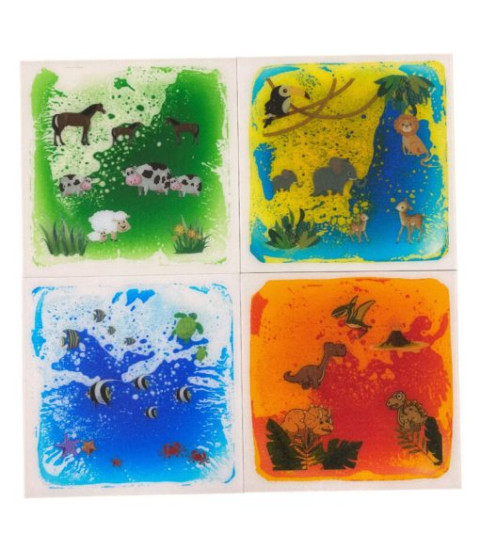 Flydende gulvfliser med dyr, 4 stk.