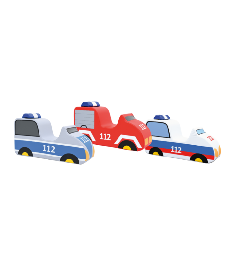 Ambulance/politibil/brandbil i skum