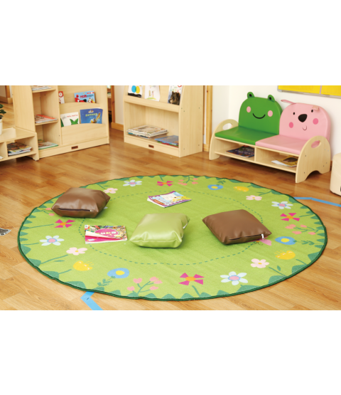 Rundt tæppe "Blomstereng" Ø200 cm