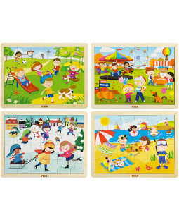 Træpuslespil, 4 stk.