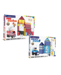 Magna-tiles brandstation + politistation, 85 dele