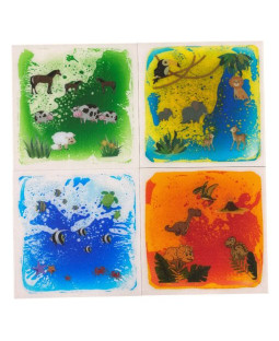 Flydende gulvfliser med dyr, 4 stk.