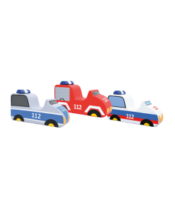 Ambulance/politibil/brandbil i skum